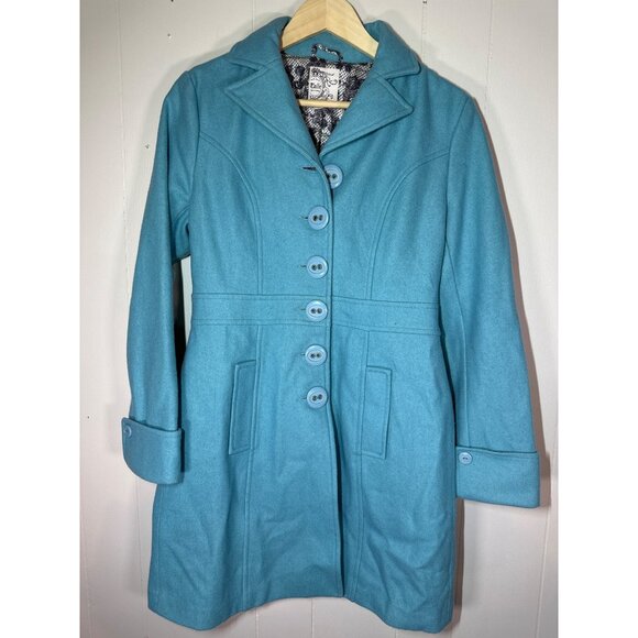 Tulle Women’s Teal Wool Blend Peacoat Jacket Size [Small] – Vintage Style, Lined - Picture 1 of 13